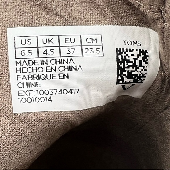 Toms Taupe Suede Peep Toe Laser Cut Block Heel Ankle Booties Size 6.5 Women’s - Picture 2 of 8